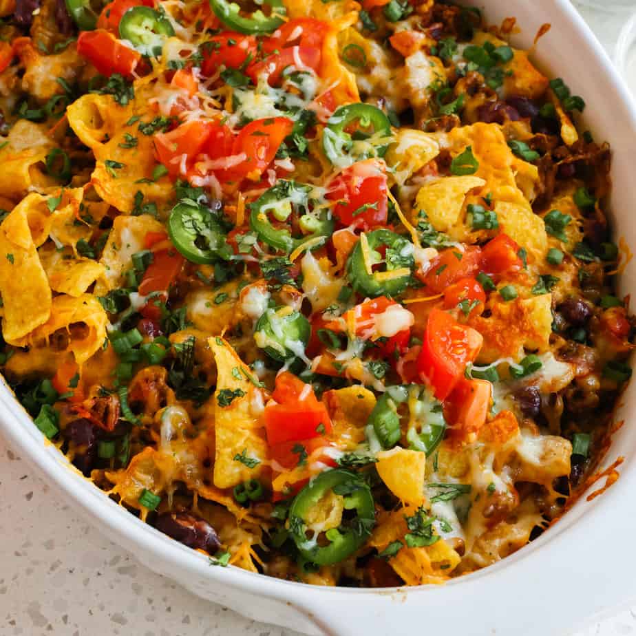 Frito Pie: Ground Beef, Cheese & Crunchy Chips Casserole